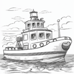 Ocean-Scene Tugboat Coloring Pages 1