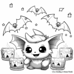 October Candles and Bats Halloween Coloring Pages 1