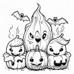 October Candles and Bats Halloween Coloring Pages 3