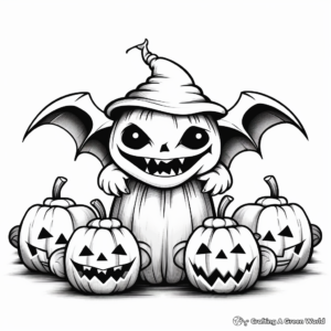 October Candles and Bats Halloween Coloring Pages 4