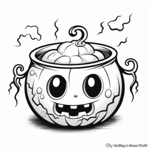 October Cauldron and Potion Halloween Coloring Pages 1