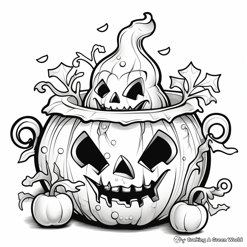 October Cauldron and Potion Halloween Coloring Pages 2