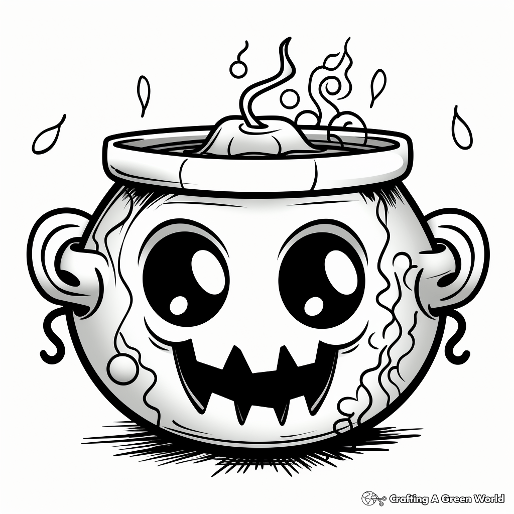 October Cauldron and Potion Halloween Coloring Pages 4