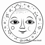 October Moon and Stars Coloring Pages 1