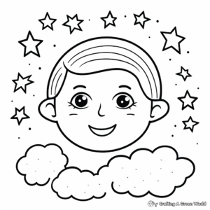 October Moon and Stars Coloring Pages 2