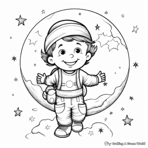 October Moon and Stars Coloring Pages 4