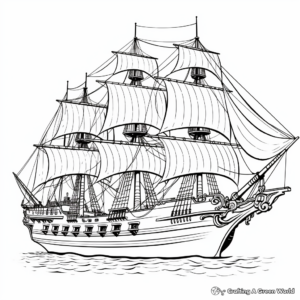 Old Fashioned Warship Coloring Pages 1