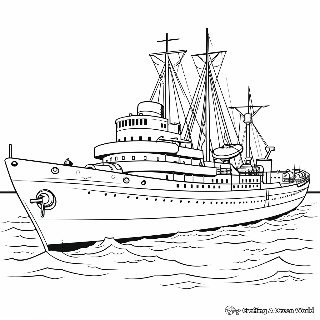 Old Fashioned Warship Coloring Pages 2