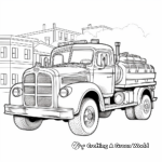 Old School Fire Trucks: Scene Coloring Pages 2