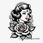 Old School Sailor Rose Tattoo Coloring Pages 2