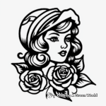 Old School Sailor Rose Tattoo Coloring Pages 3