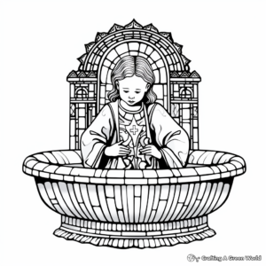 Ornate Baptism Font Coloring Pages 4