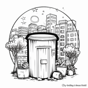 Outdoor City Trash Can Coloring Pages 3