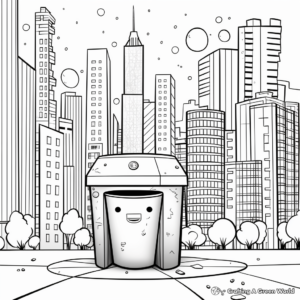 Outdoor City Trash Can Coloring Pages 4