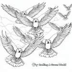 Outline of Eagles in Flight Formation Coloring Pages 1