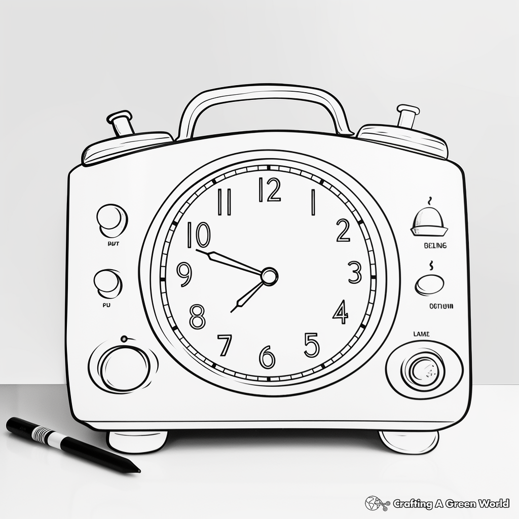 Oversized Countertop Alarm Clock Coloring Pages 1