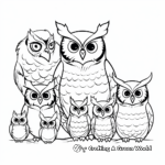 Owl Families in Various Habitats Coloring Pages 1