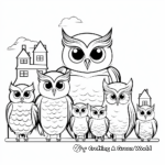 Owl Families in Various Habitats Coloring Pages 4