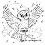 Owl in Night Sky: Moon-Scene Coloring Pages 4