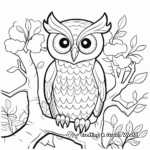 Owl in the Wild: Forest-Scene Coloring Pages 2