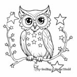 Owl on a Branch Under the Stars Coloring Pages 1