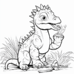 Pachycephalosaurus Eating Plants: Herbivore Dinosaur Coloring Pages 1