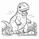 Pachycephalosaurus Eating Plants: Herbivore Dinosaur Coloring Pages 2