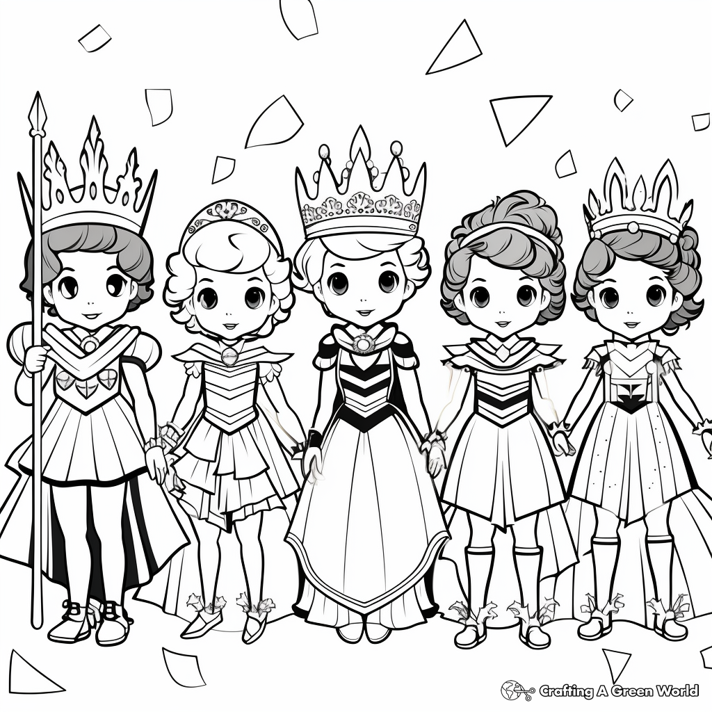Pageantry of Pride: Costume Coloring Pages 1