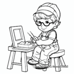 Painter in Overalls Coloring Pages 3