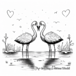 Pair of Flamingos: Love-Scene Coloring Pages 1