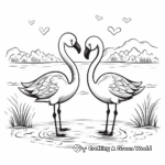 Pair of Flamingos: Love-Scene Coloring Pages 2