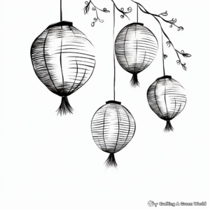 Paper Lanterns Chinese New Year Coloring Pages 1