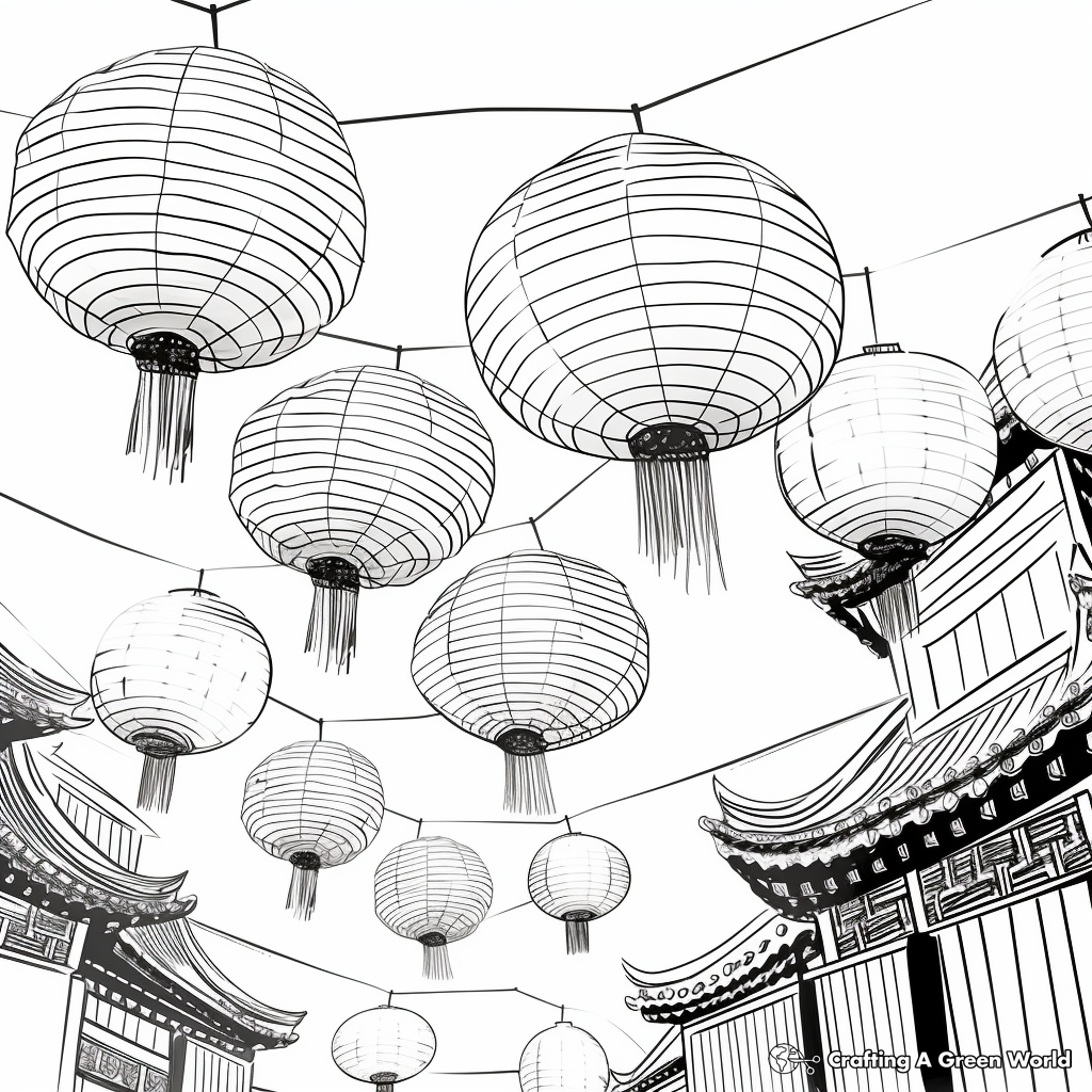 Paper Lanterns Chinese New Year Coloring Pages 2