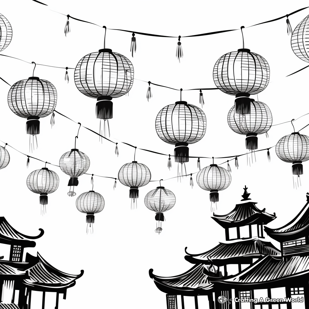 Paper Lanterns Chinese New Year Coloring Pages 4