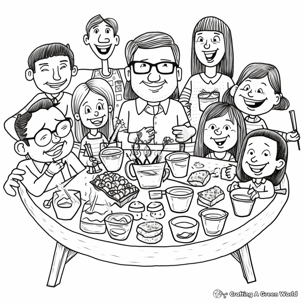 Passover Family Gathering Coloring Pages 1