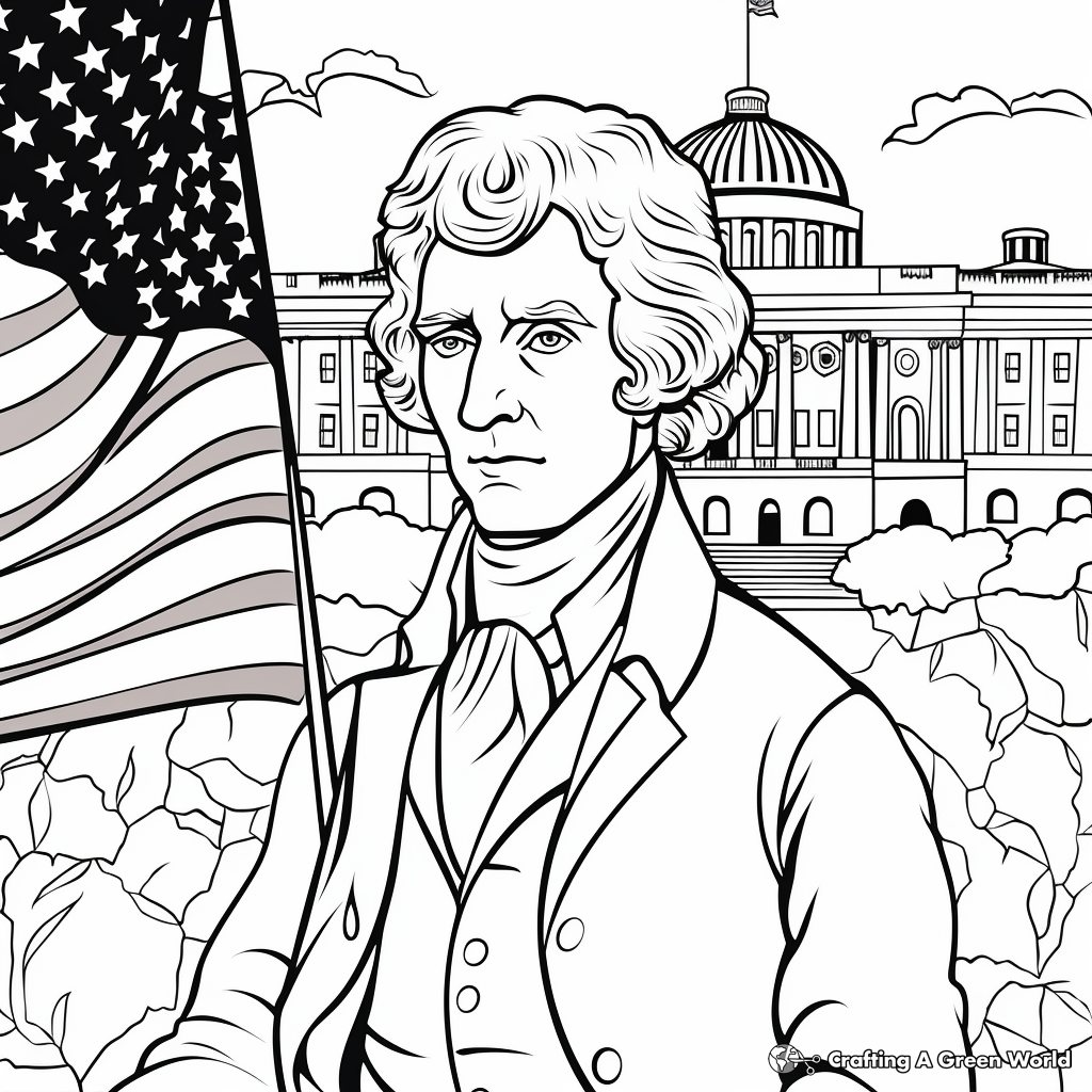 Patriotic Thomas Jefferson Birthday Coloring Pages 3