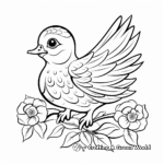 Peace Dove and Daisy Flowers Coloring Pages 4