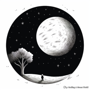 Peaceful Full Moon Night Sky Coloring Pages 2