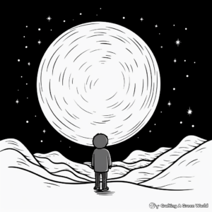 Peaceful Full Moon Night Sky Coloring Pages 3