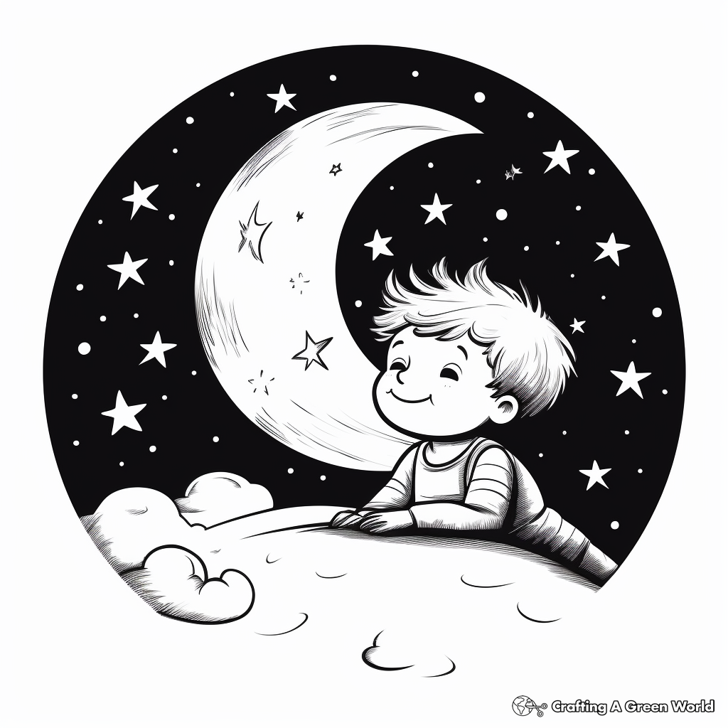 Peaceful Full Moon Night Sky Coloring Pages 4