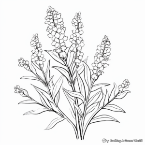 Peaceful Goldenrod Fall Flower Coloring Page 1