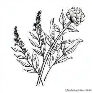 Peaceful Goldenrod Fall Flower Coloring Page 2