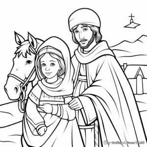 Peaceful Mary and Joseph Coloring Pages 2