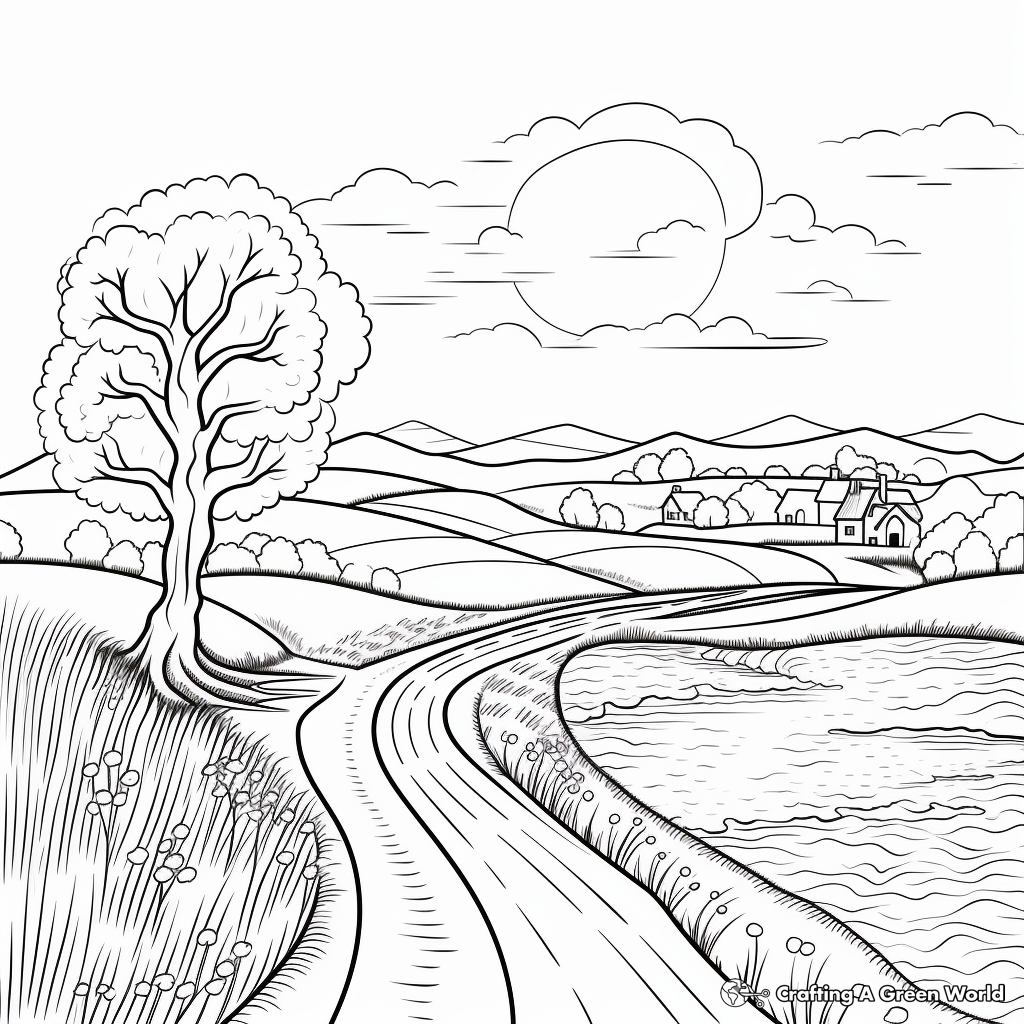 Peaceful Nature Landscapes Coloring Pages 2