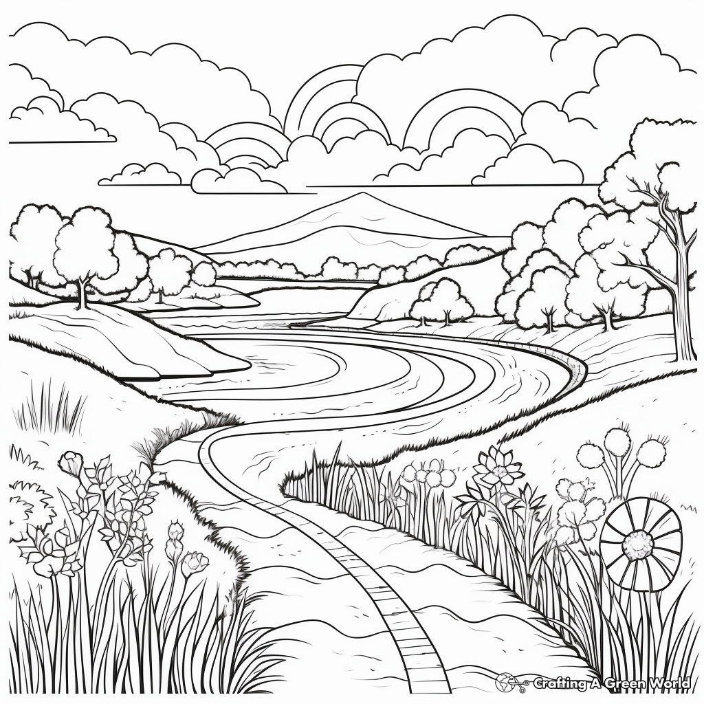 Peaceful Nature Landscapes Coloring Pages 3