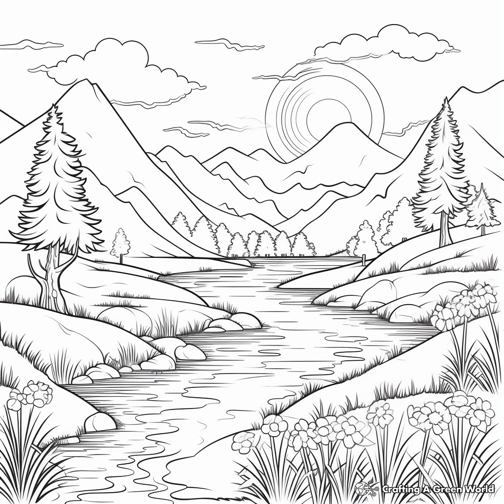 Peaceful Nature Landscapes Coloring Pages 4
