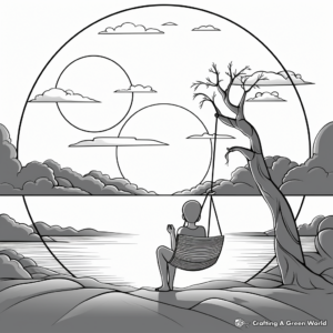 Peaceful Sunset Watching Summer Bucket List Coloring Pages 1