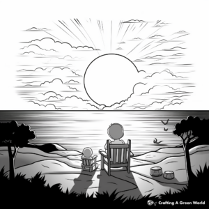 Peaceful Sunset Watching Summer Bucket List Coloring Pages 2