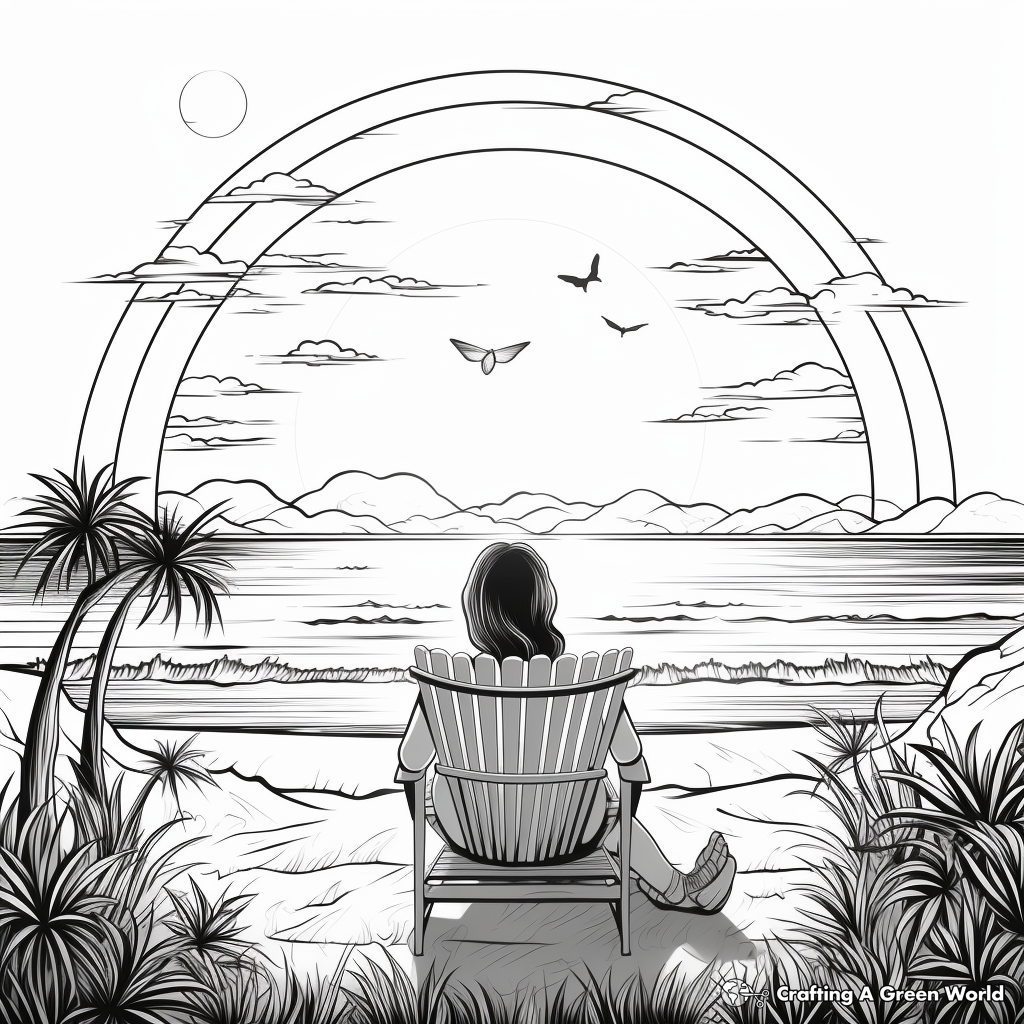 Peaceful Sunset Watching Summer Bucket List Coloring Pages 3