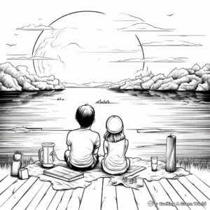 Peaceful Sunset Watching Summer Bucket List Coloring Pages 4